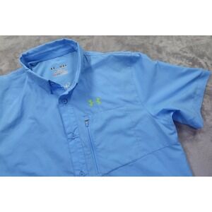 Under Armour UA Dockside Fishing Shirt Men's Size M Loose Heatgear Carolina Blue